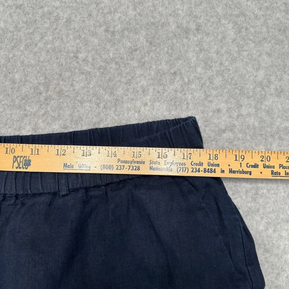Quince Navy Blue 100% Linen Elastic Waist Straight Leg Cropped Pants Womens XL
